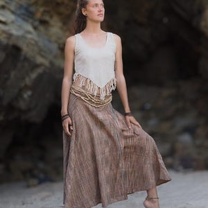 Falda cruzada Khadi, falda cruzada, ropa Khadi, falda larga suelta, falda hippie, ropa natural, falda boho, falda tejida a mano, talla grande
