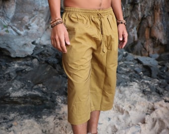 Organic Dye Men's Short Pants, Natural Dye Shorts, Yoga Pants, Cotton Pants, Earthy Clothing, Loose Pants, Capri Pants, Hippie Clothing