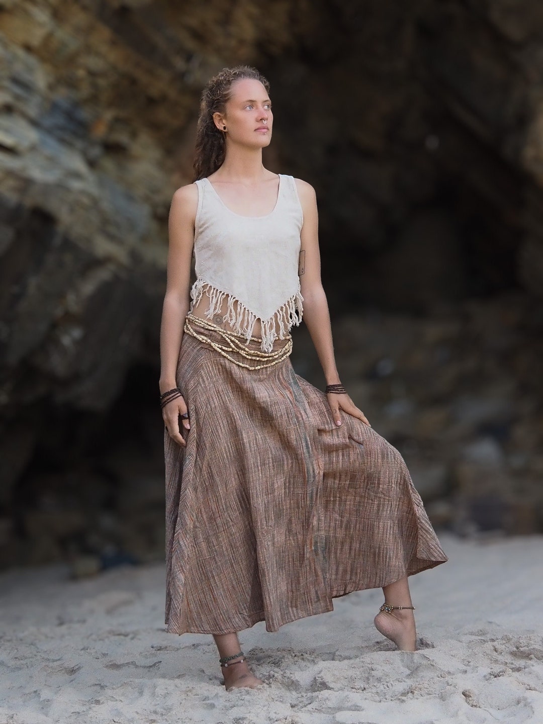 Khaki Kandy Wrap Frill Skirt