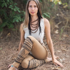 Organic Tribal Block Print Leggings, Organic Cotton Leggings, Eco, Earthy, Ethnic, Yoga, Boho, Natural, Conscious, Sustainable, Festival