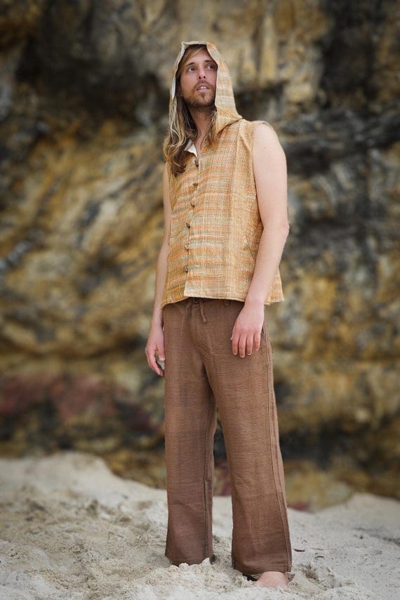 Khadi Cotton Men's Pants: Natural Dye, Hippie Trousers