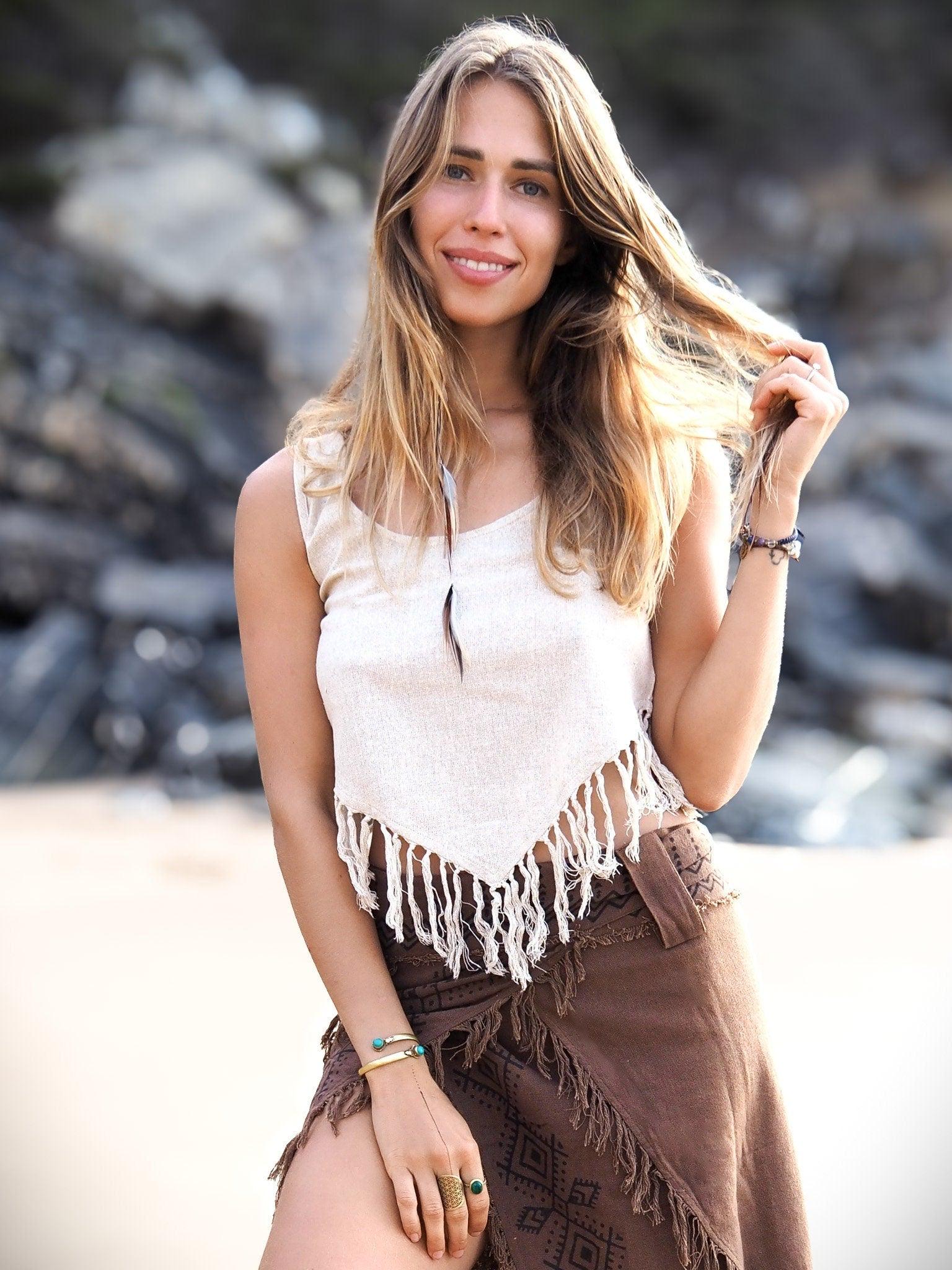 Raw Silk Frayed Crop Top, Raw Silk Top, Silk Crop Top, Frayed Top, Tribal Crop Top, Ethnic top, Boho Top, Frayed Gypsy Top, Natural Crop Top