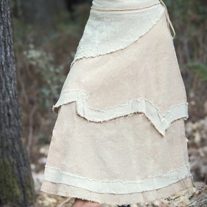 Layered Boho Maxi Skirt, Hippie Drape Skirt, Cotton Wrap Skirt, Long Pixie Skirt, Fairy Skirt, Festival Clothing, Natural Raw Cotton Skirt image 5