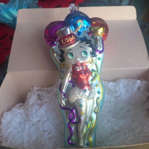 Vintage Betty Boop Polonaise Collection from Poland sparkly &quot;2000&quot; Happy New Year ornament new in original box