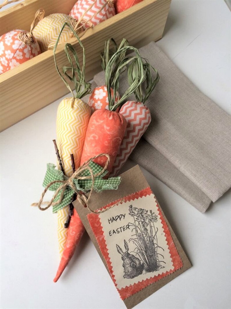 Burlap Easter Napkin Ring With Carrot Easter Spring Napkin Etsy