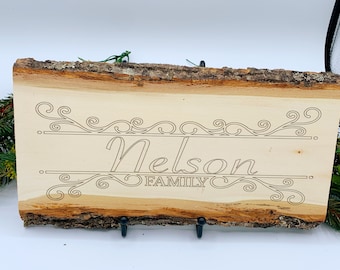 Personalized Live Edge Wood | Engraved Gifts | Handmade Laser Engraved | Family Name Signs Personalized Family Gifts | Wedding Present