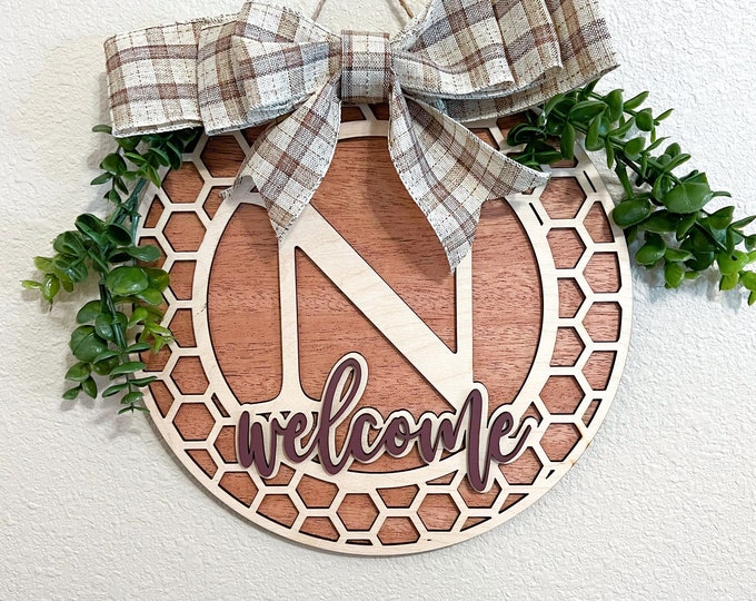Personalized Initial Front Porch Sign | Hand Painted Front Porch Sign | | Farmhouse Decor | Wood Wall Hanging | Door Hanger