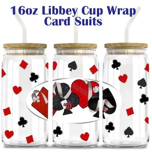 16oz Libbey Cup Wrap - Card Suits
