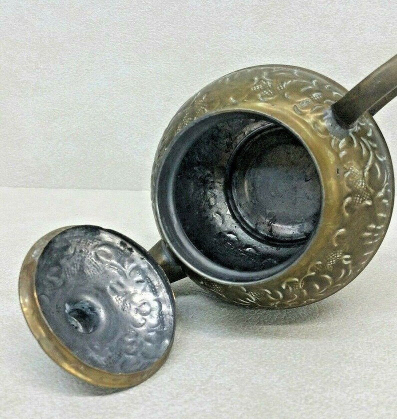 Antique Brass Hammered Repousse Teapot Etsy