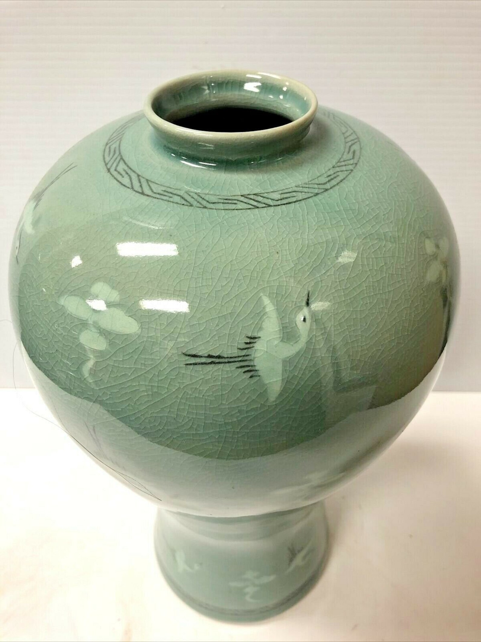 Korean Celadon Glazed Vase Signed Height 12 3/4 Etsy