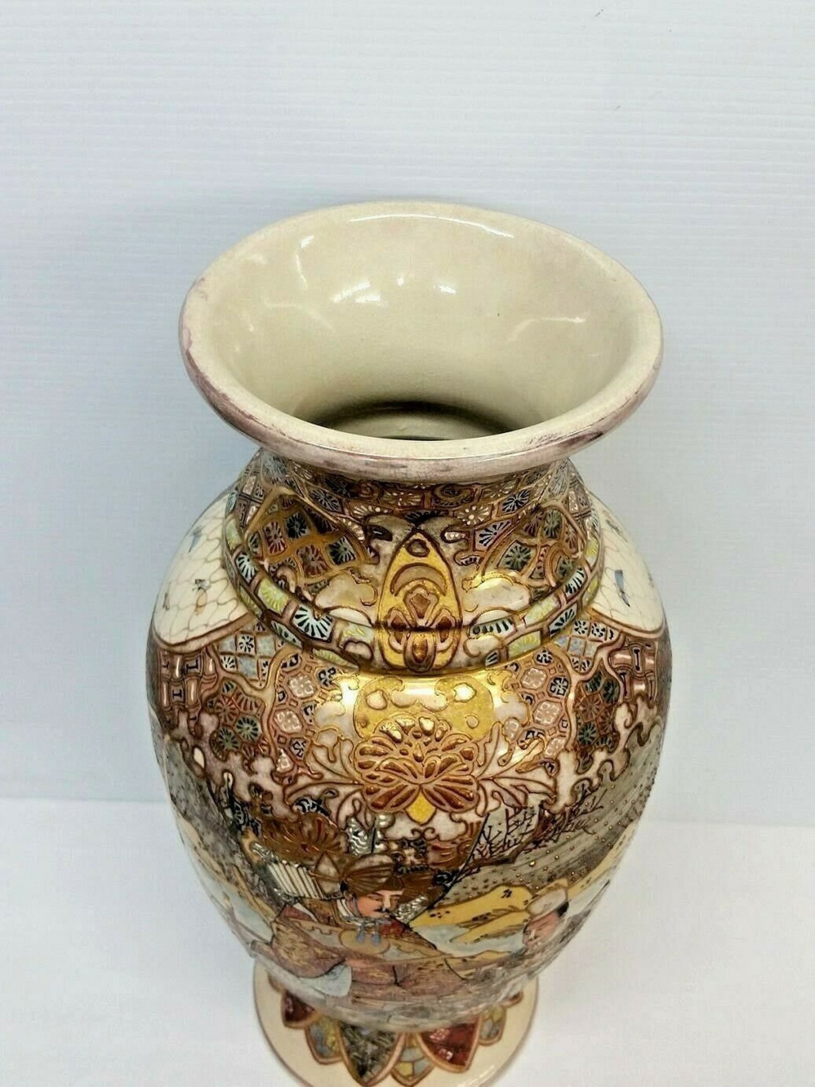 Antique Japanese Satsuma Hand Painted Porcelain Vase with Gold Etsy