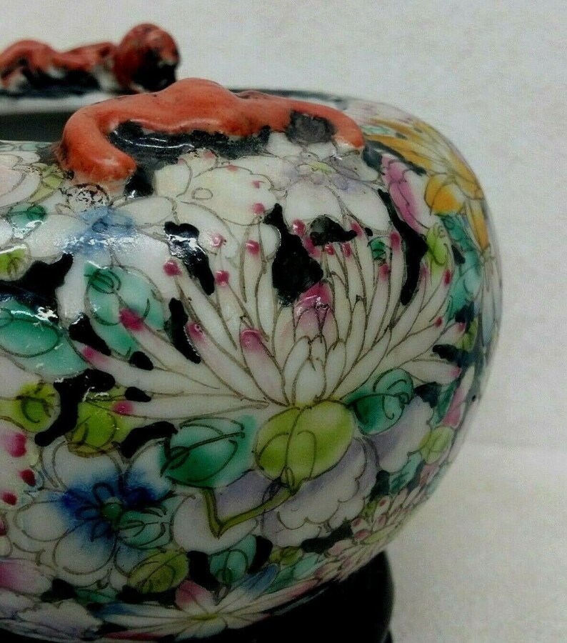 Antique Chinese Enameled Porcelain Jar Moulded Chilong 19th Etsy