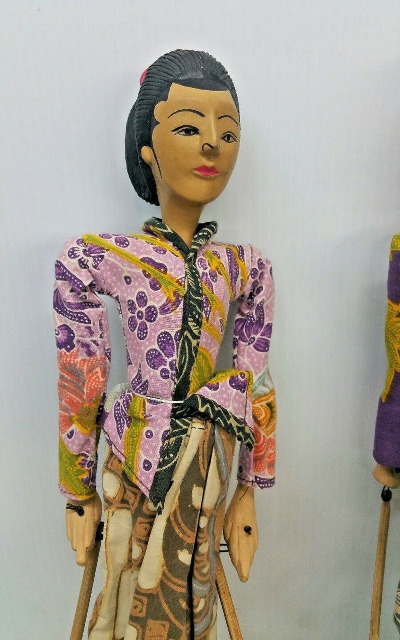Vintage Puppet Dolls Pair Wood Ethnic Etsy