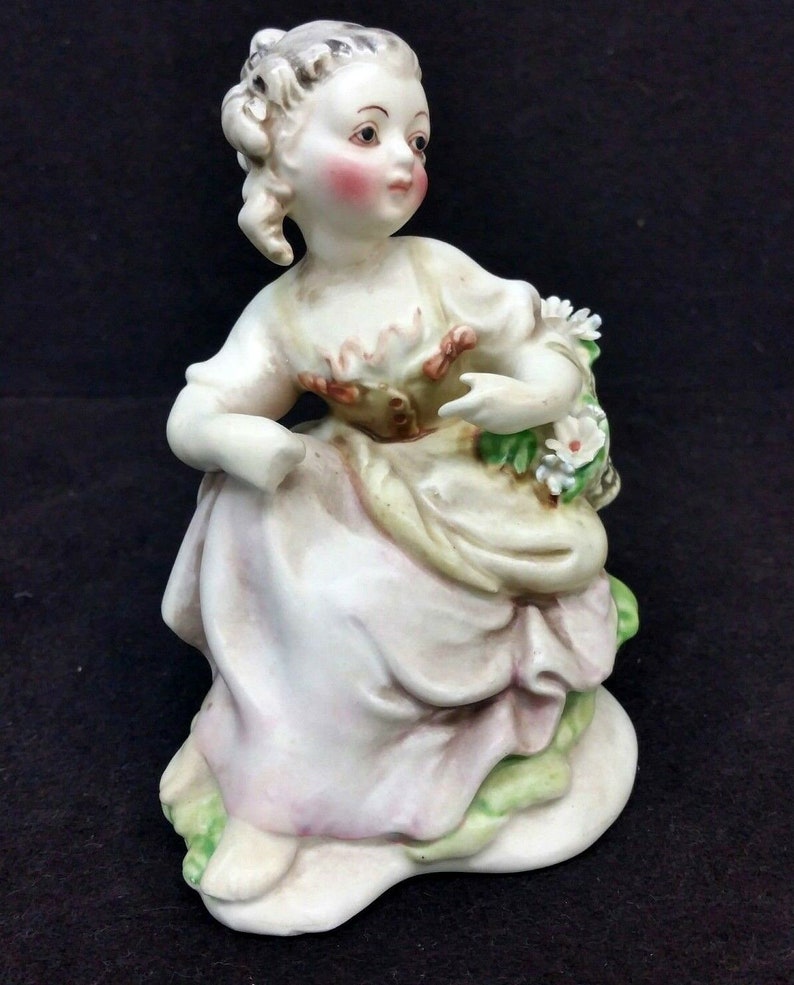 Vintage Porcelain Figurine Girl With Flower Basket | Etsy