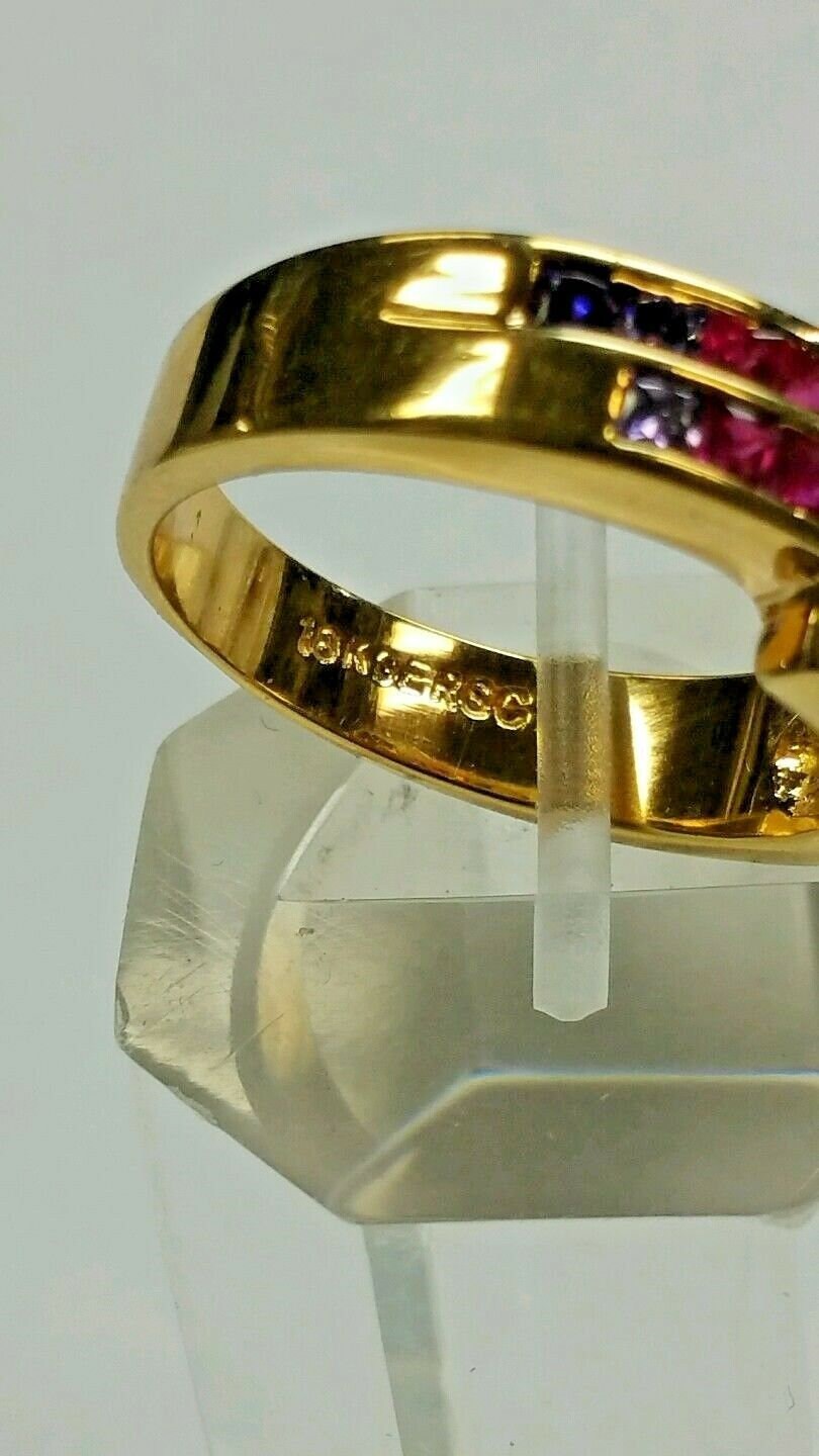 18K GE RSC Ring with color stones chanal setting new size 9 Etsy