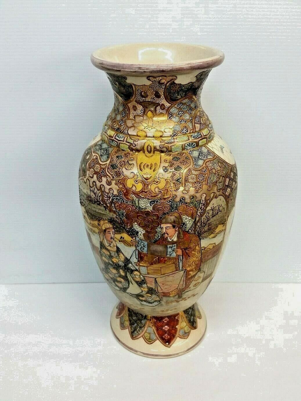 Antique Japanese Satsuma Hand Painted Porcelain Vase with Gold Etsy