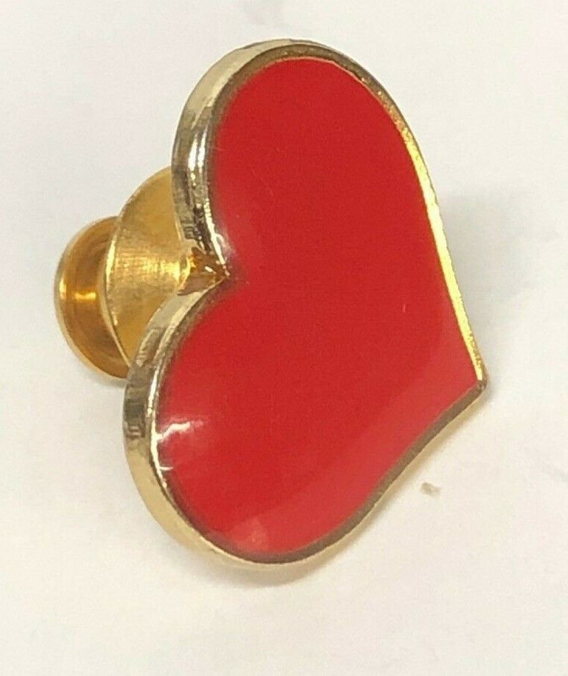Vintage Hallmark Red Enameled Heart Shaped Lapel Pin Etsy