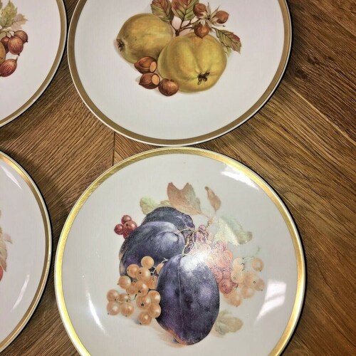 12 shops Pieces Set Painted Porcelain Plates E&R Golden Crown Bavaria Germany 7 3/4