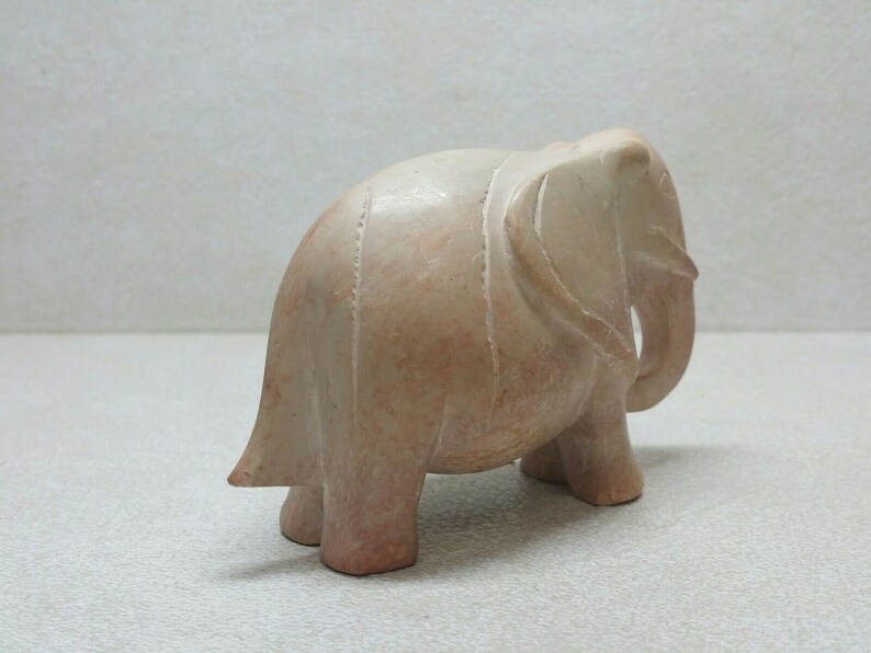 Vintage Carved Stone Elephant Animal Figurine Etsy