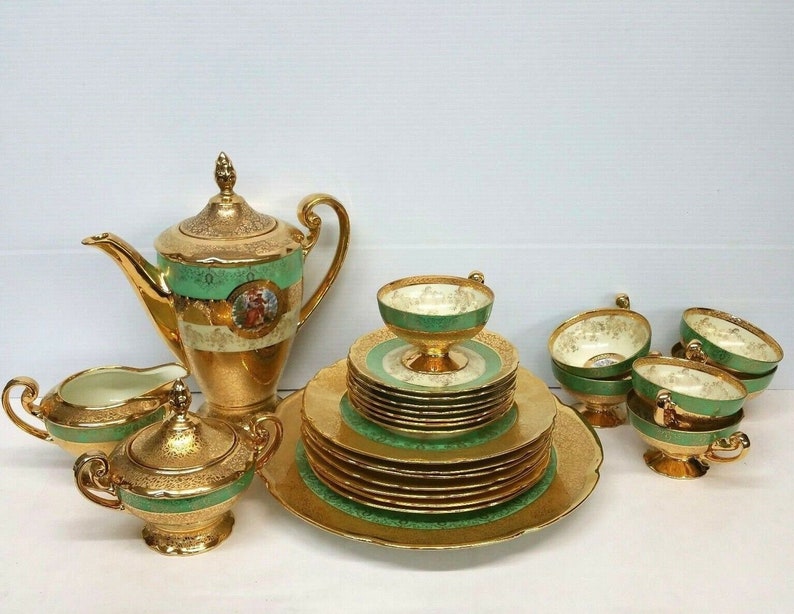 Victoria Czechoslovakia China 24k Gold Decorated Bohemian Etsy