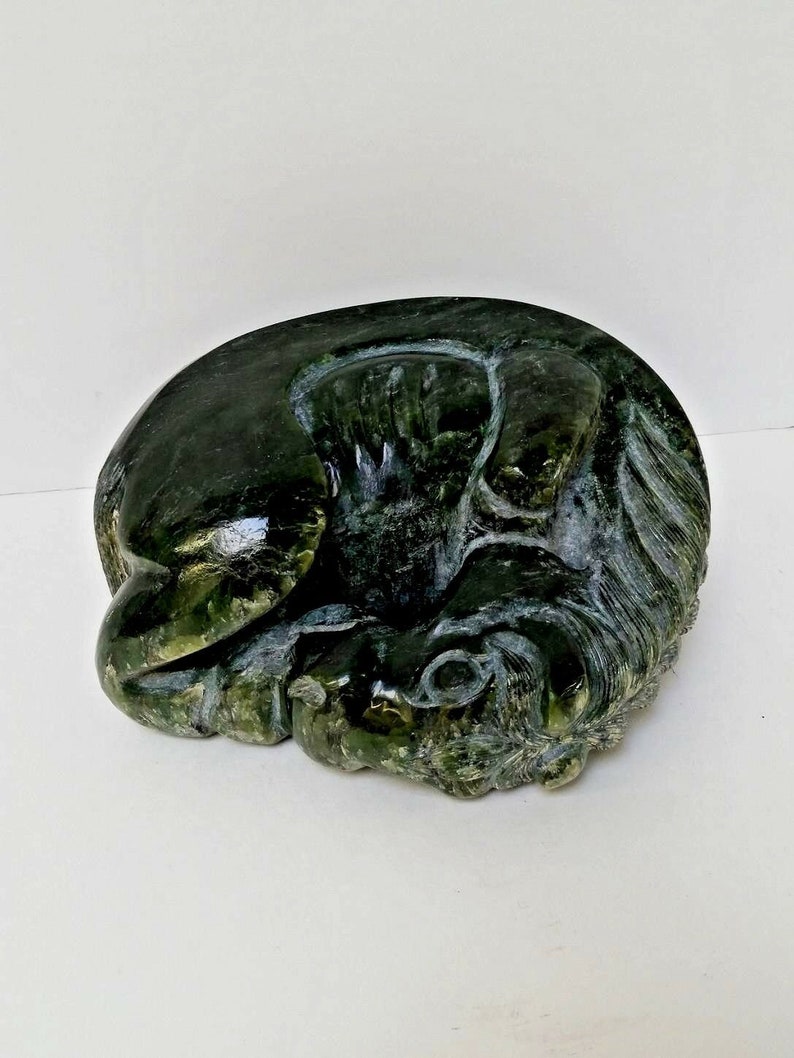 Chinese Hand Carved Spinach Jade Horse Etsy