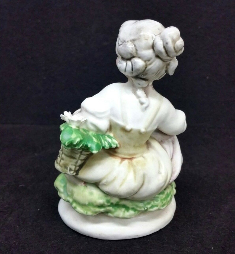 Vintage Porcelain Figurine Girl With Flower Basket Etsy Polska