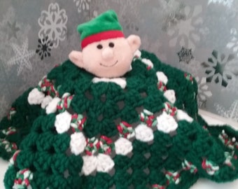 Elf Baby Lovey, Baby's First Christmas, Baby Security Blanket, Baby Gift, Baby Shower Gift, Toddler Gift,  Stocking Stuffer, Gift Under 30