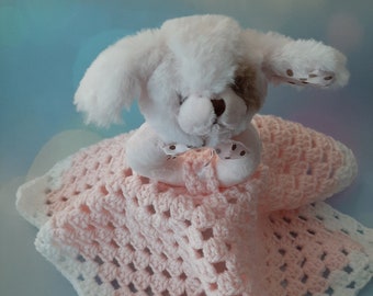 Puppy Lovey Blanket, Baby Gift, New Mom Gift, Baby Shower Gift, Photo Prop, Gift Under 25, Pink Lovey, Security Blanket