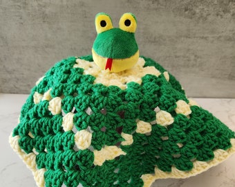 Frog Baby Lovey, Infant or Toddler Gift, Crochet Baby Blanket, Crocheted Lovey, Security Blanket, Nursery, Handmade, Gift Under 25