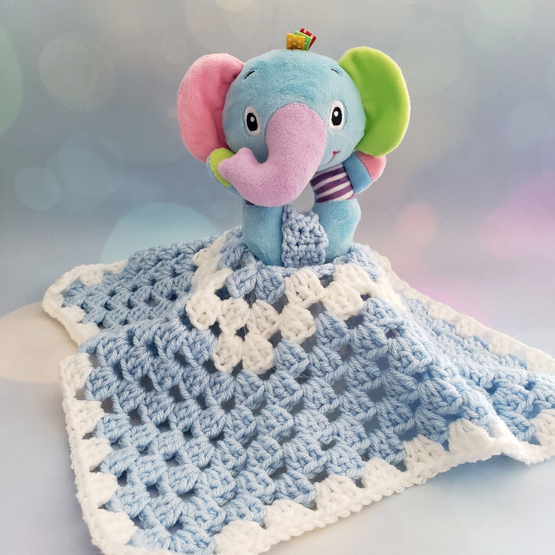 Blue Elephant Lovey Blanket Baby Security Blanket Gift Under Etsy