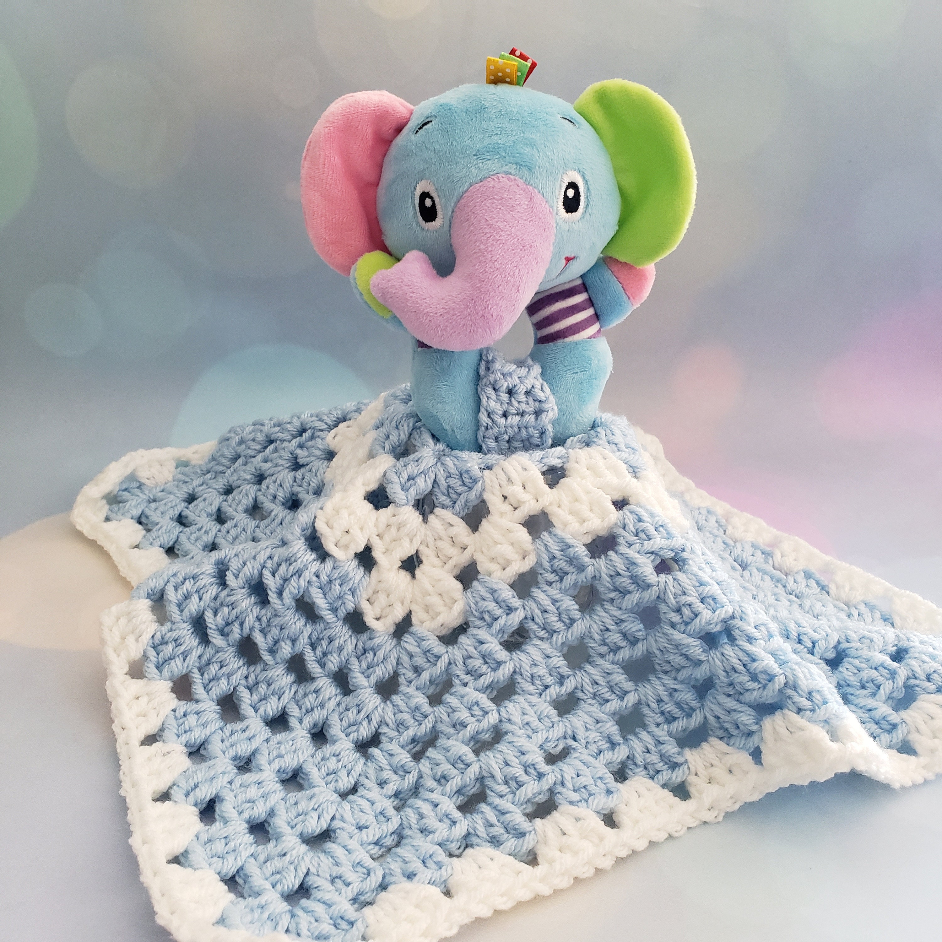 Blue Elephant Lovey Blanket Baby Security Blanket Gift Under 25 Baby Shower Gift Toddler Gift Christening Gift Photo Prop Etsy Canada