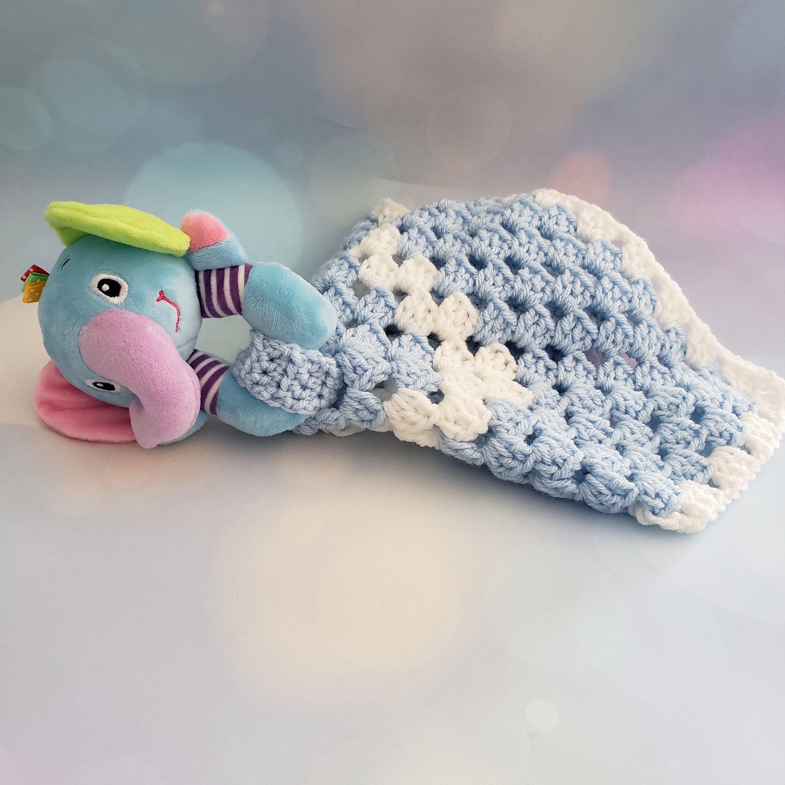 Blue Elephant Lovey Blanket Baby Security Blanket Gift Under Etsy