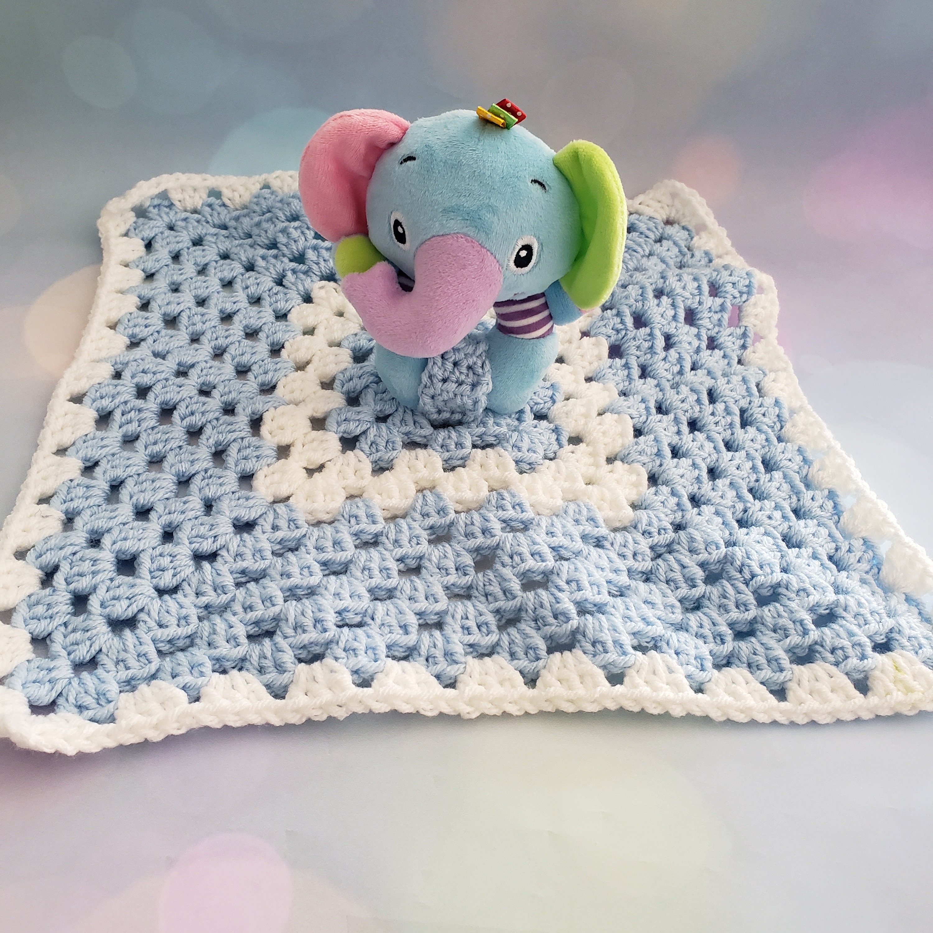 Blue Elephant Lovey Blanket Baby Security Blanket Gift Under Etsy