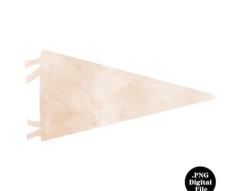 Arquivo Digital PNG de Flâmula de Aquarela | Mascote de Escola Secundária | Faixa de Flâmula para Personalização | Bege