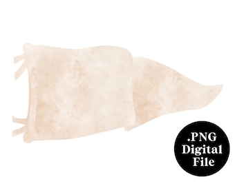 Arquivo Digital PNG de Flâmula de Aquarela | Mascote de Escola Secundária | Faixa de Flâmula para Personalização | Bege