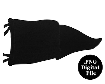 Arquivo digital PNG de flâmula de aquarela | Mascote de escola secundária | Faixa de flâmula para personalização | Preto