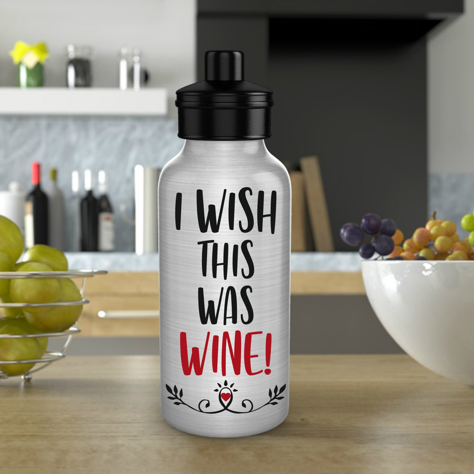 water tracker motivational bottle wish this were wine water bottle