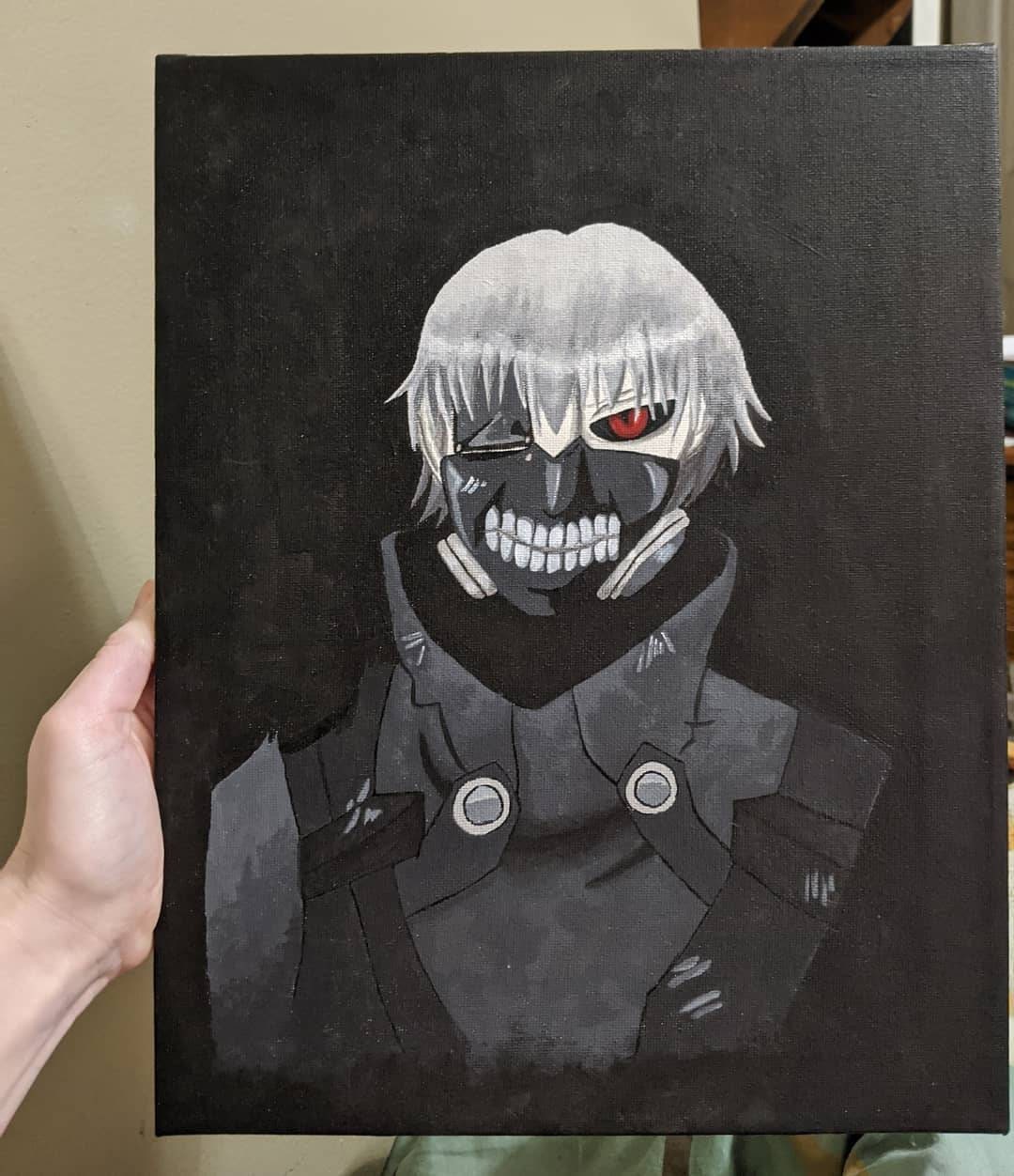 Ken Kaneki Acrylic Painting Etsy Ken Kaneki Acrylic Painting Etsy