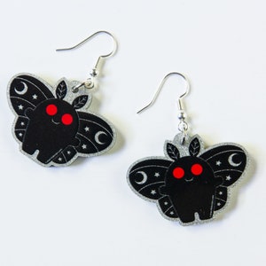 Mothman Glitter Acrylic Earrings