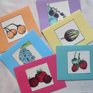 Cartes de fruits lumineuses, cartes d'art, cartes vierges
