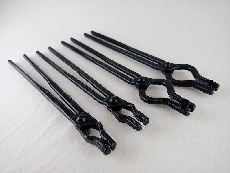 Blacksmith Tongs Metal Working Tong Set. Four Vbit Tongs 1/43/81/25/8 Anvil
