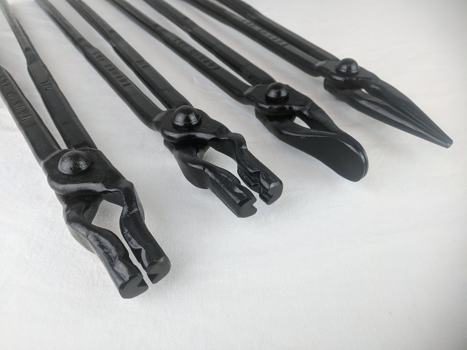 Blacksmith Tongs Metal Working Tong Set. Flat Jaw, Scrolling