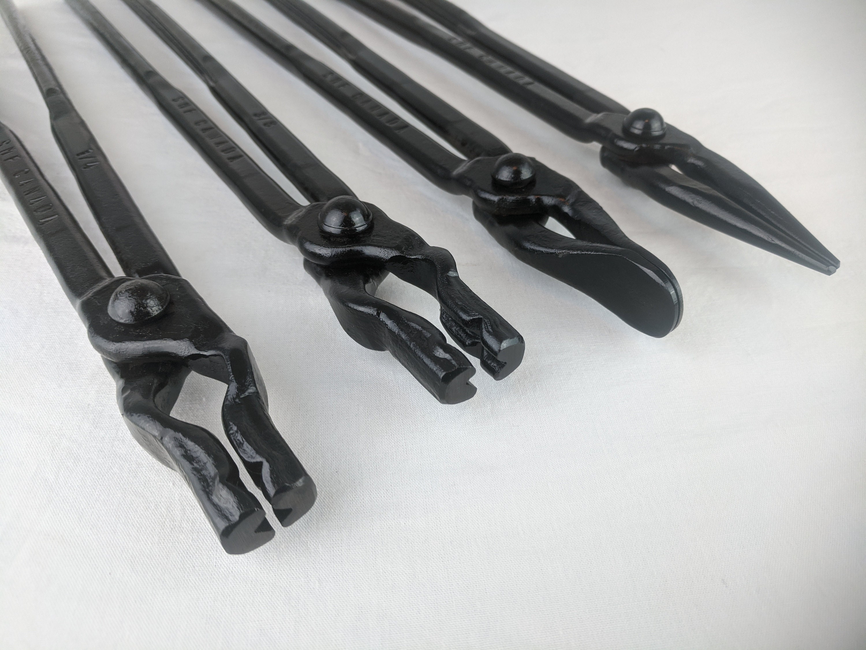 Blacksmith Tongs Metal Working Tong Set. Flat Jaw, Scrolling