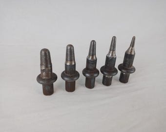 Blacksmith bob or ball punch set for fly press, blacksmith dimple/pien tool for flypress, Fly press tooling, hydraulic press punch set.