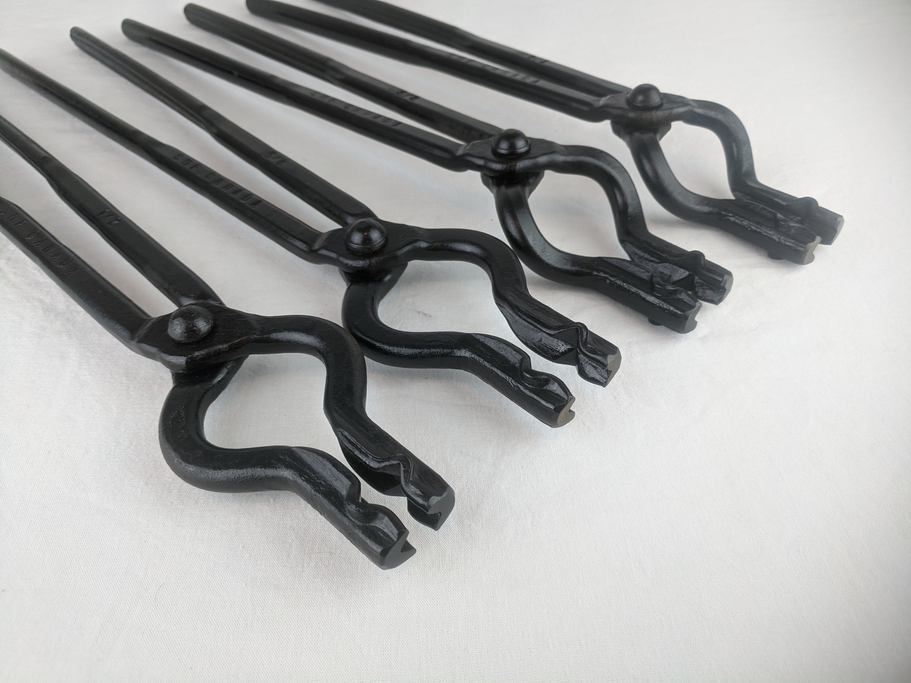 Short Nose Scrolling Forge Tongs 12 Reins