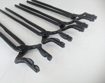 Blacksmith tongs forging metal working blade tong set. knife, forge anvil smithing