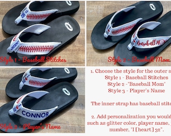 baseball flip flops womens