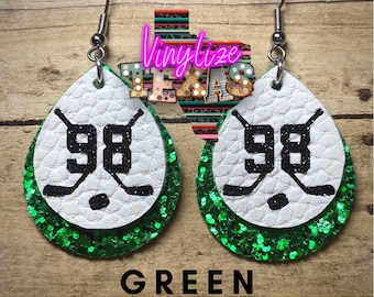 Double Layer Hockey Jersey Number Earrings