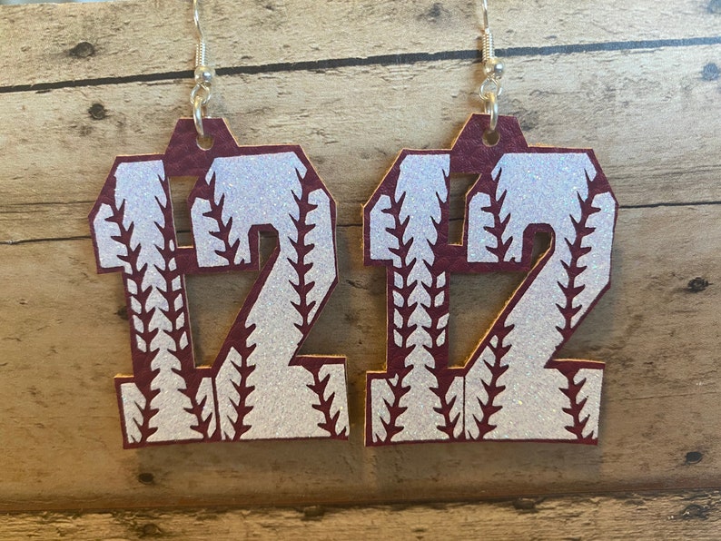 Baseball Jersey Number Earrings Etsy