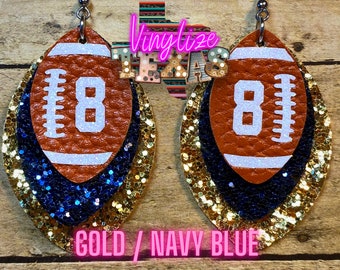 Football Shape Triple Layer Jersey Number Earrings